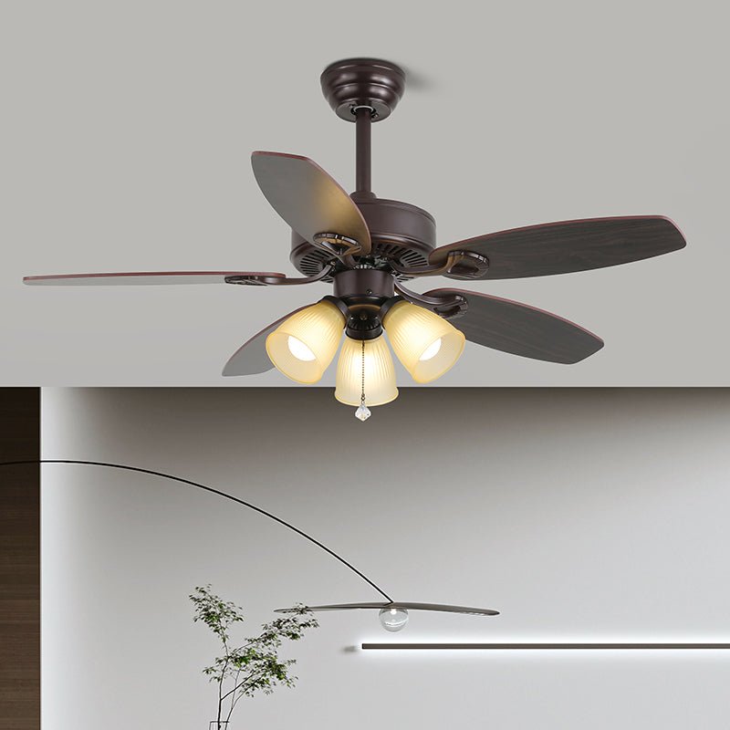 Lily Bloom Sculpted Wood Ceiling Fan Light