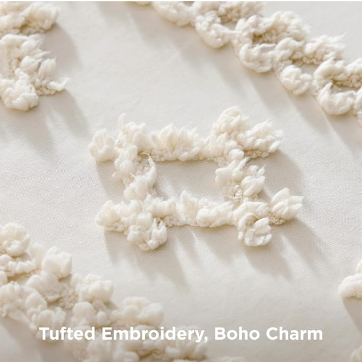 Tufted comforter detail, Oatmilk