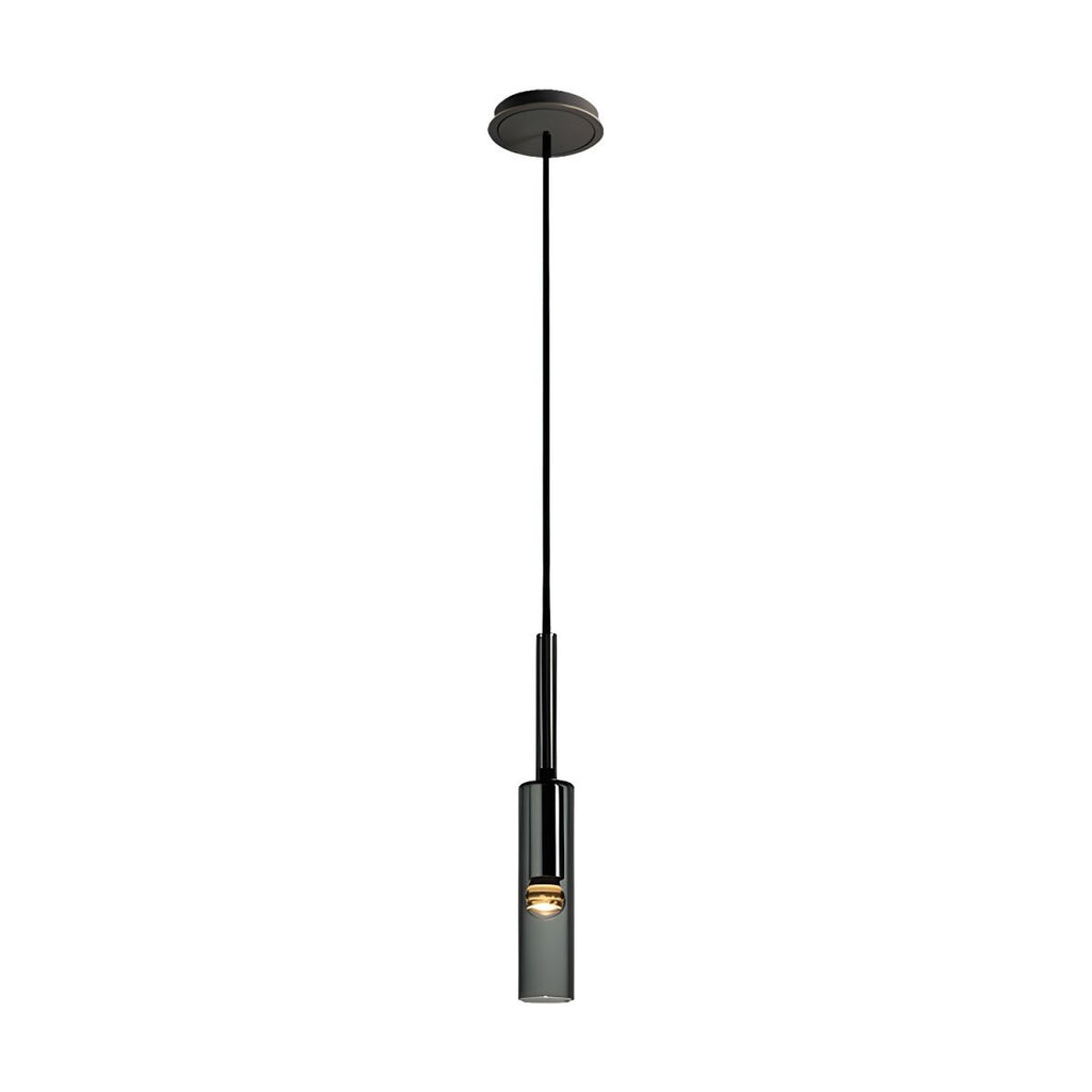 Modernist Smoke Glass Cylinder Pendant
