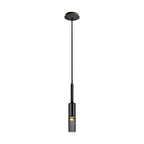 Modernist Smoke Glass Cylinder Pendant