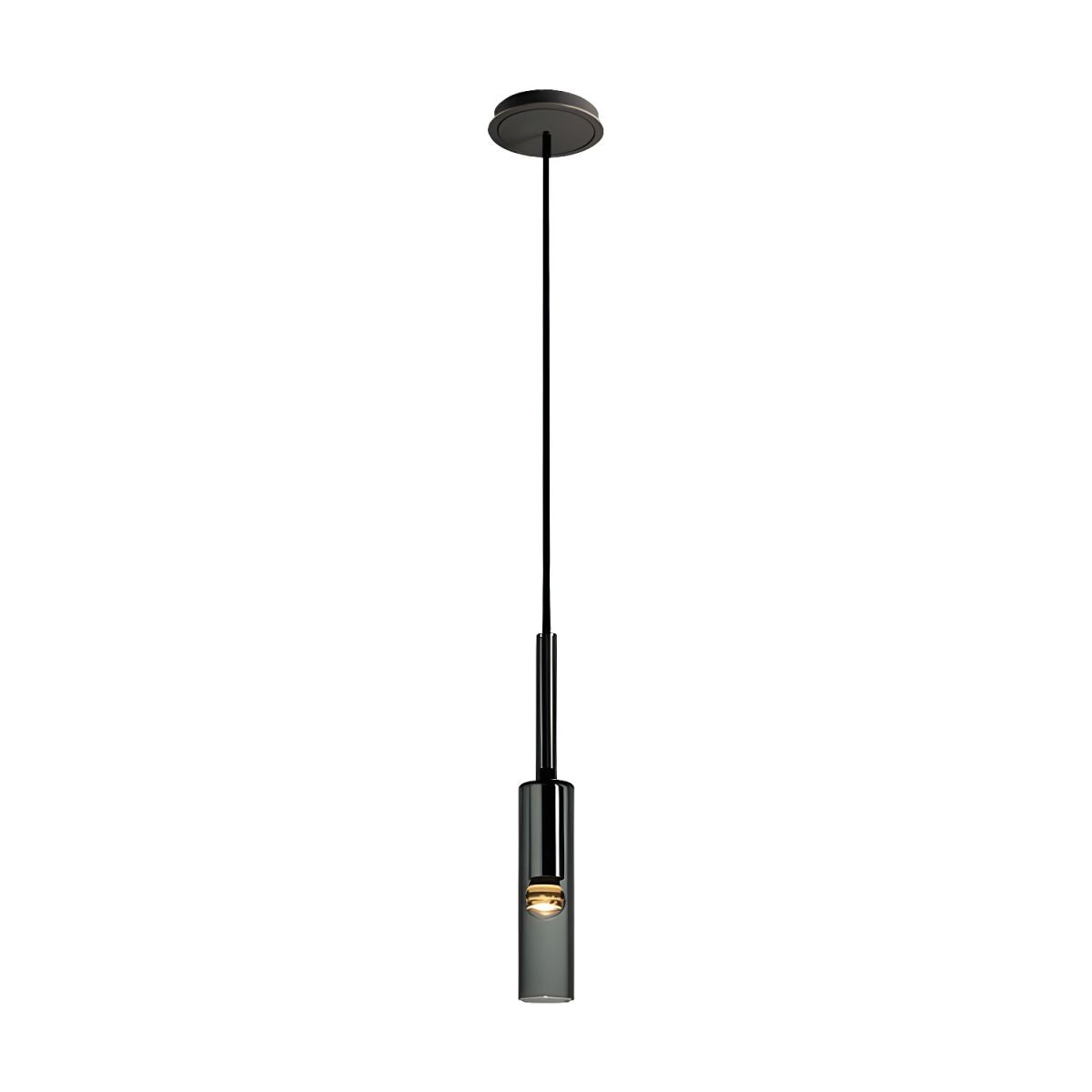 Modernist Smoke Glass Cylinder Pendant