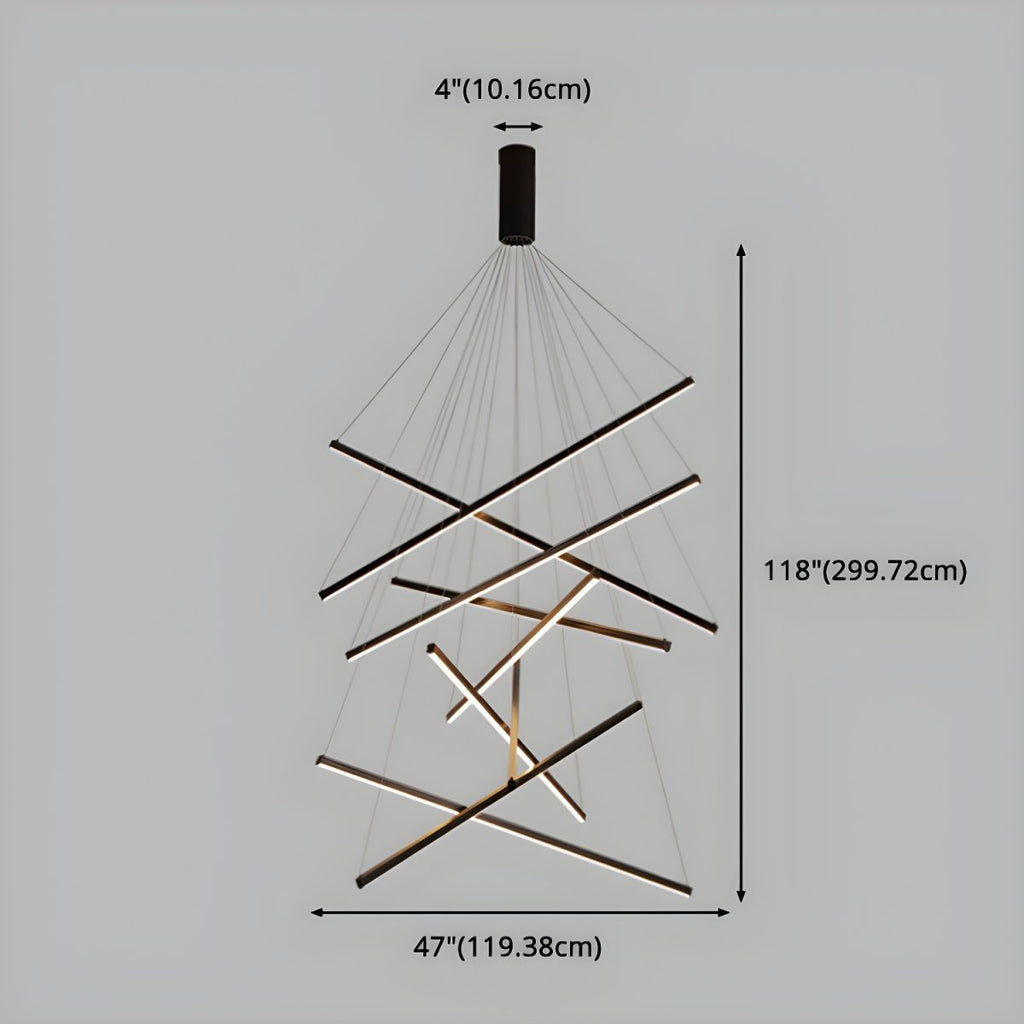 Minimalist Black Stick Cascade Chandelier