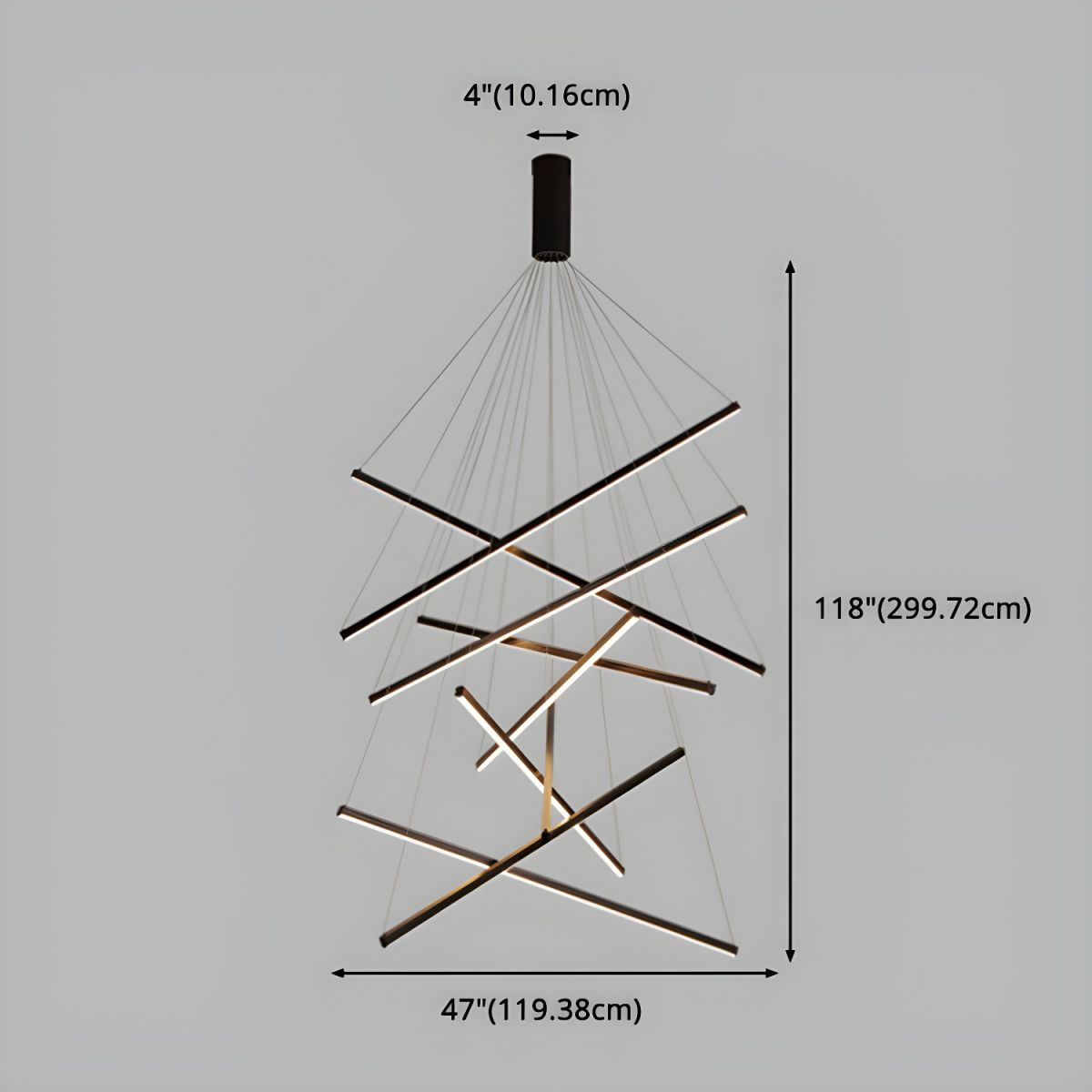 Minimalist Black Stick Cascade Chandelier
