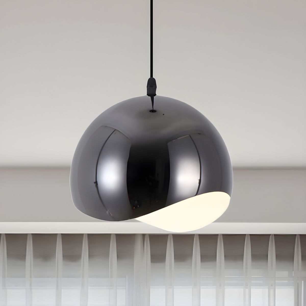 Modern Sculptural Wave Dome Metal Pendant