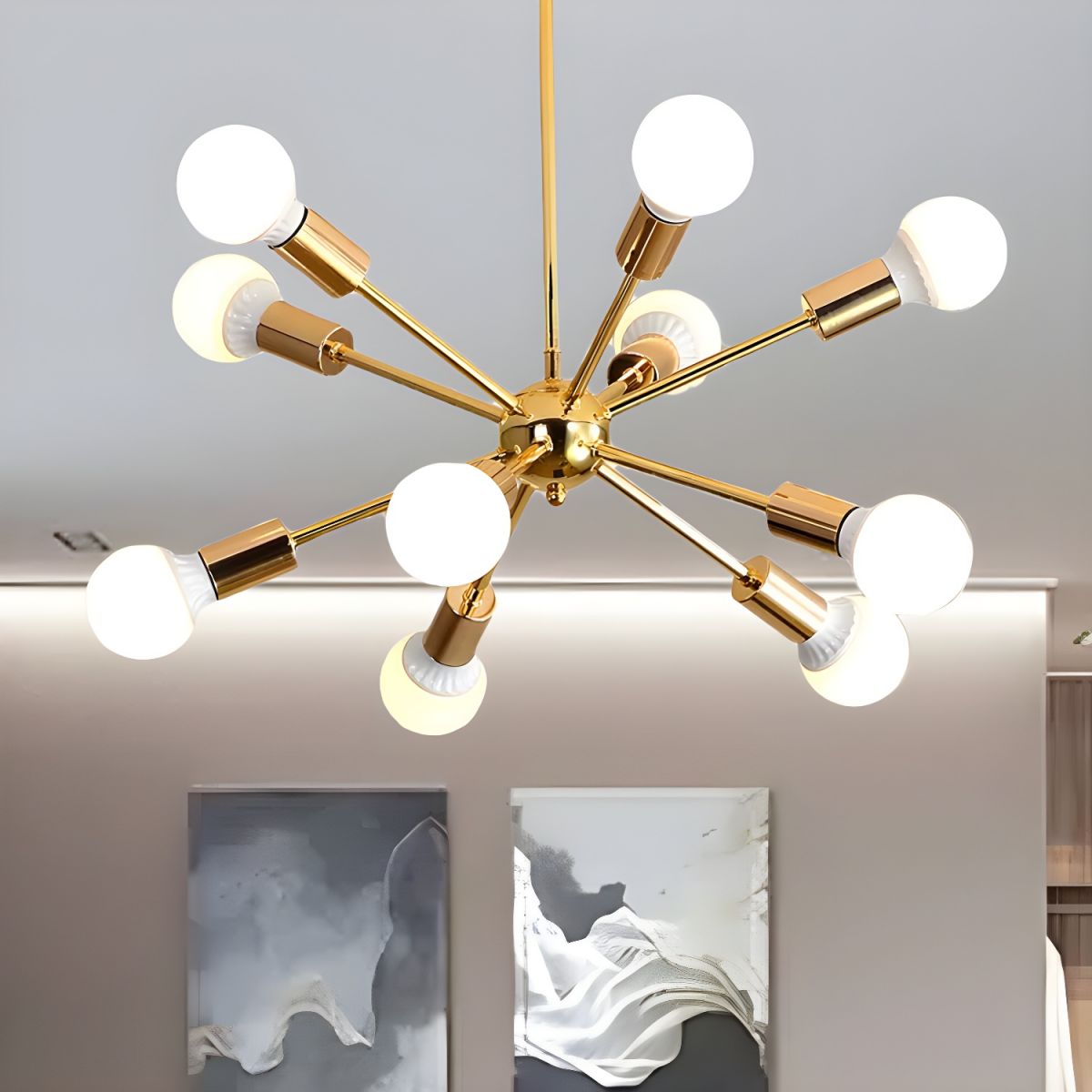 Sculpted Gold Metal Chandelier