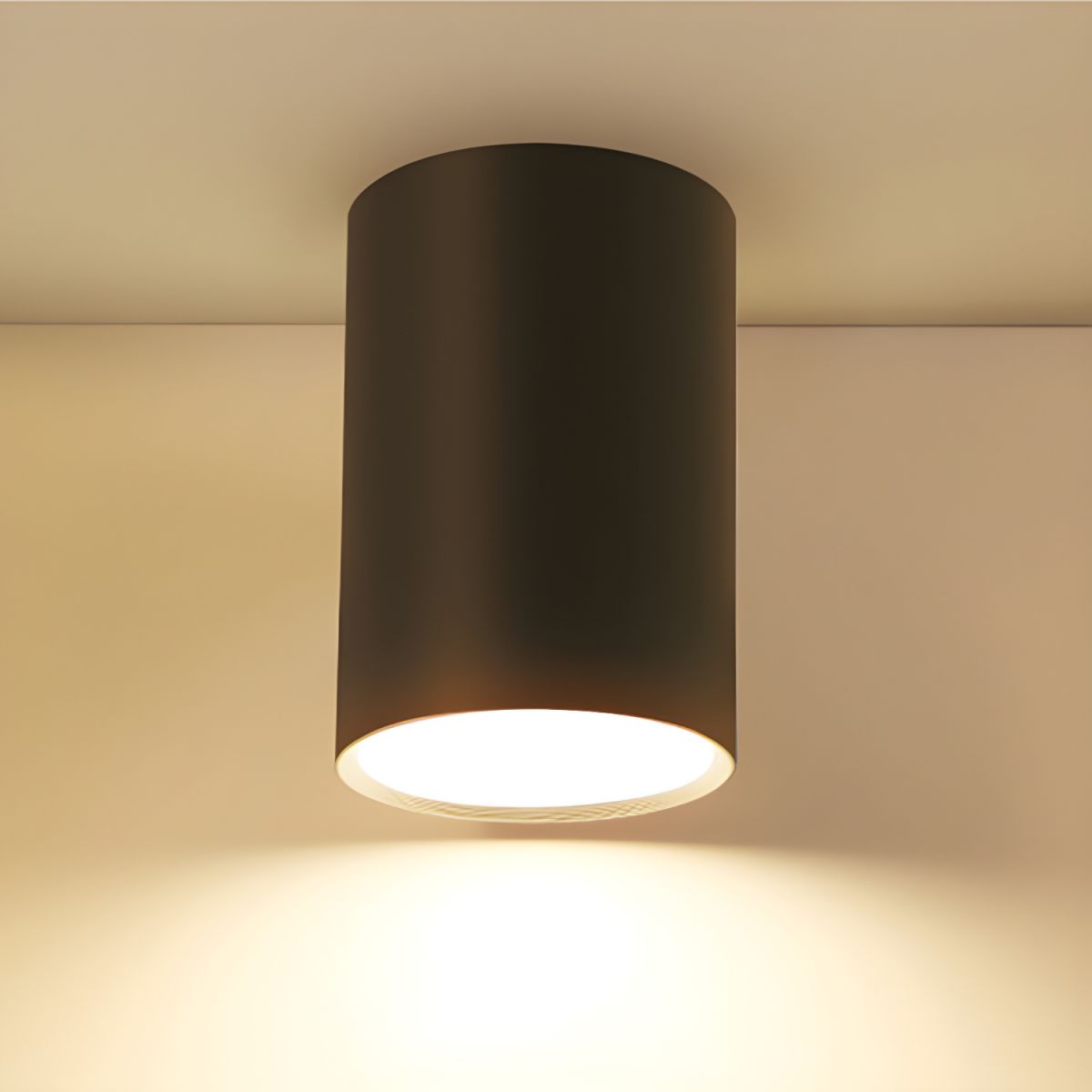 Architectural Matte Black Cylinder Flush Mount