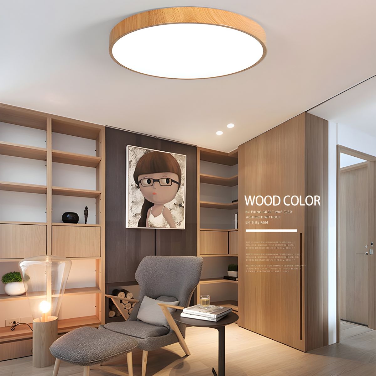 Minimalist Nordic Wood Halo Ceiling Sculpture