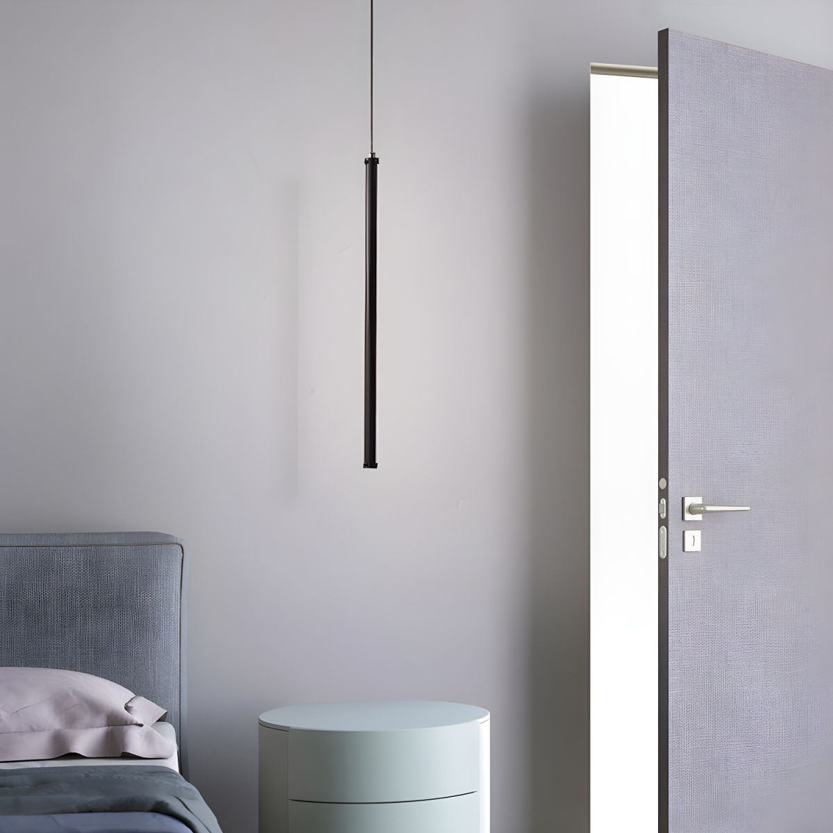 Tubular Black Cylinder Hanging Light