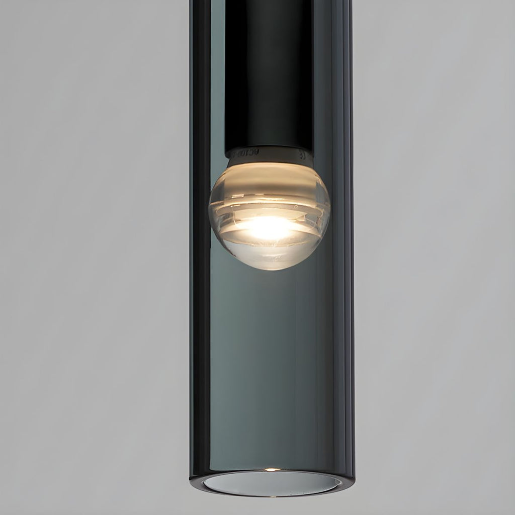 Modernist Smoke Glass Cylinder Pendant