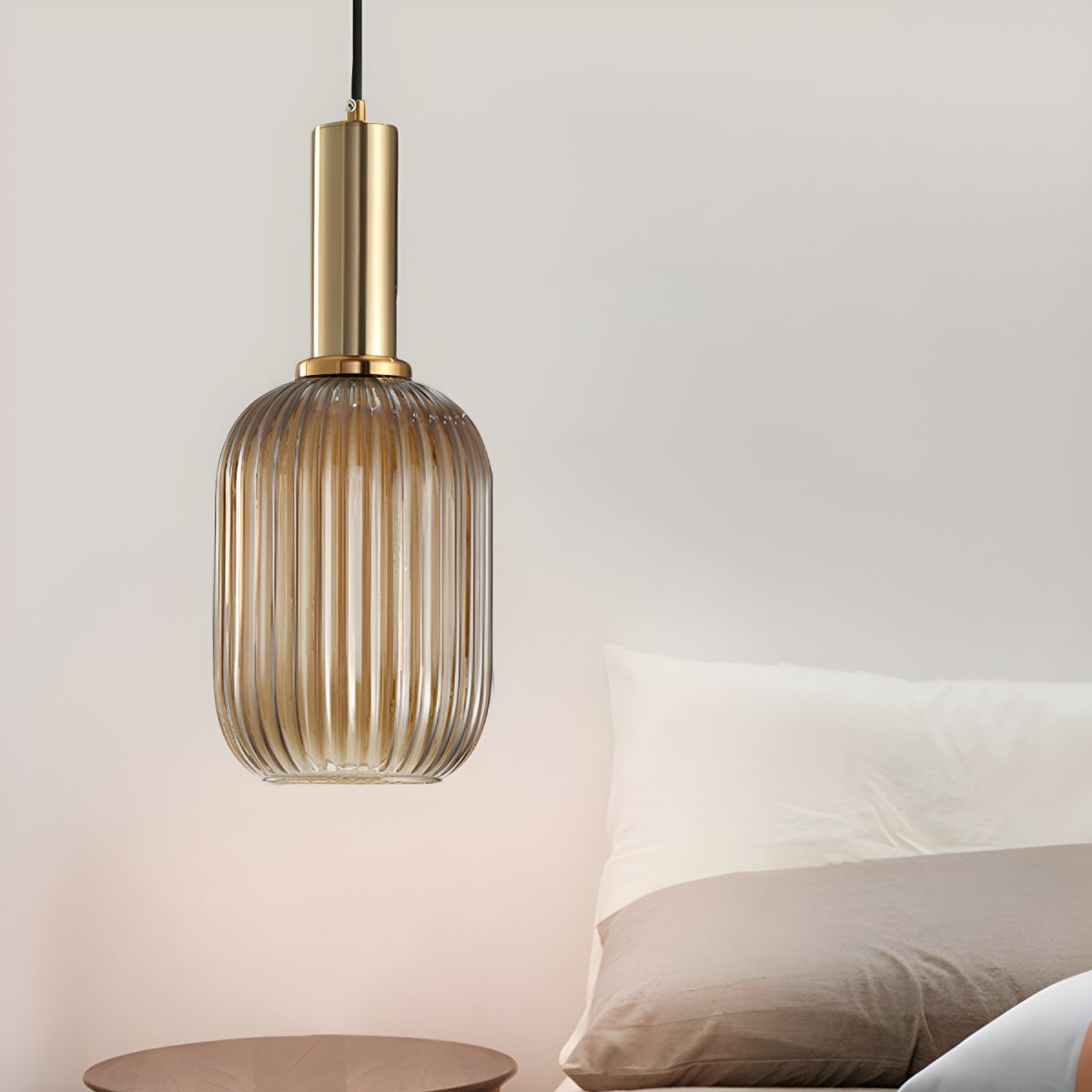 Sculpted Ribbed Glass Pendant Light