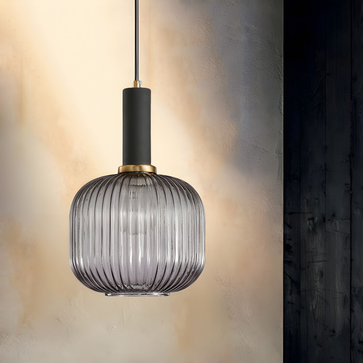 Sculpted Ribbed Glass Pendant Light