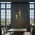 Modernist Smoke Glass Cylinder Pendant