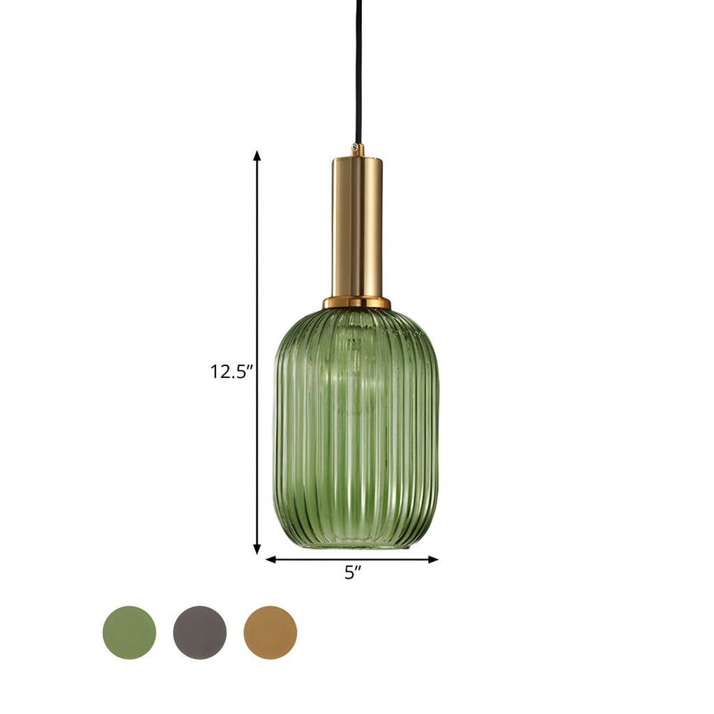 Sculpted Ribbed Glass Pendant Light