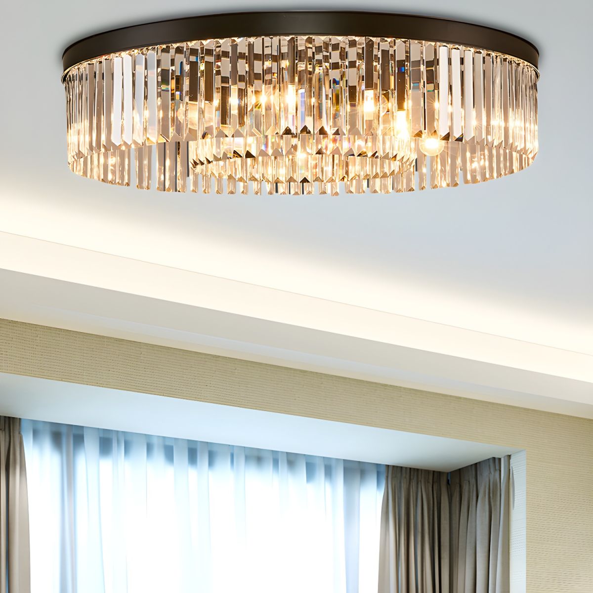 Vintage Circular Crystal Flush Mount