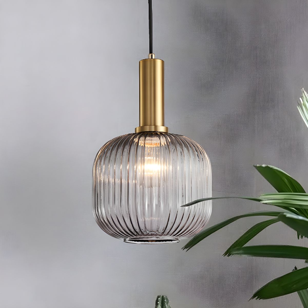 Sculpted Ribbed Glass Pendant Light