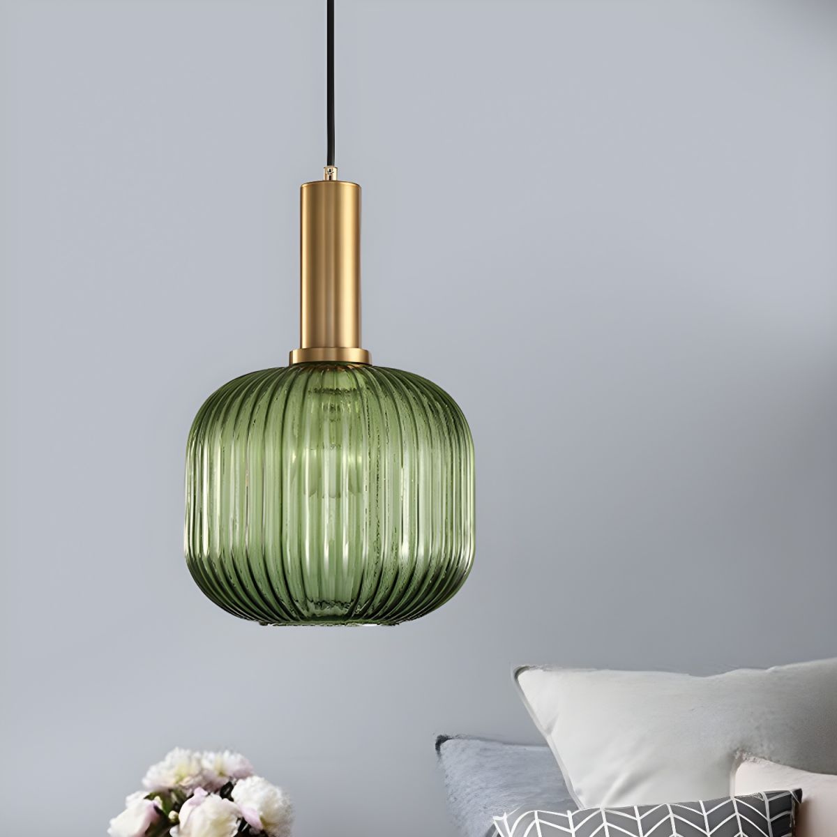 Sculpted Ribbed Glass Pendant Light