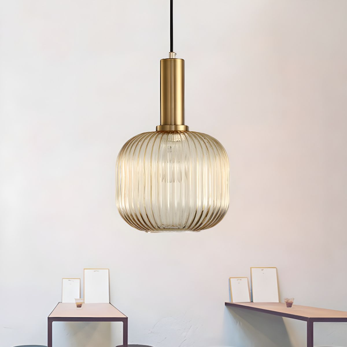Sculpted Ribbed Glass Pendant Light