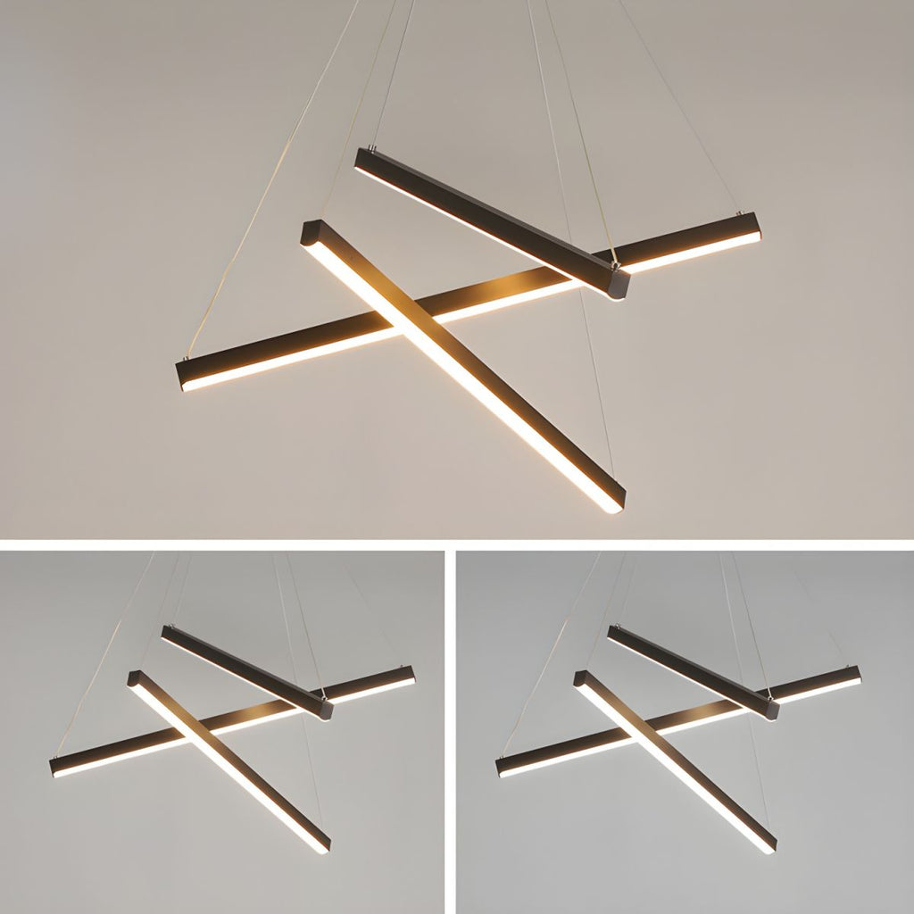 Minimalist Black Stick Cascade Chandelier