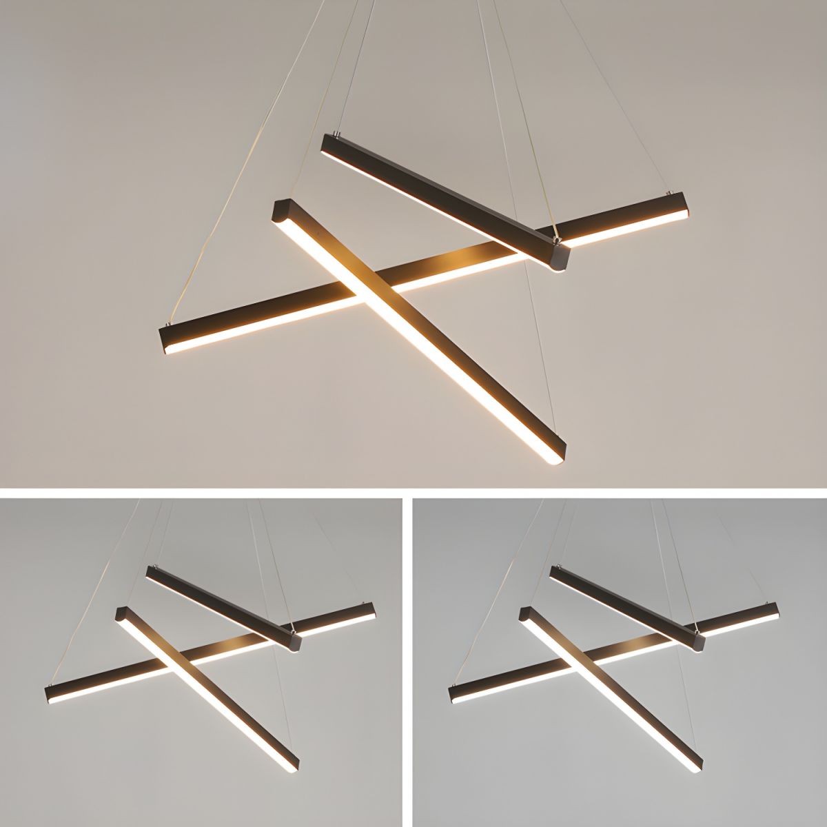 Minimalist Black Stick Cascade Chandelier