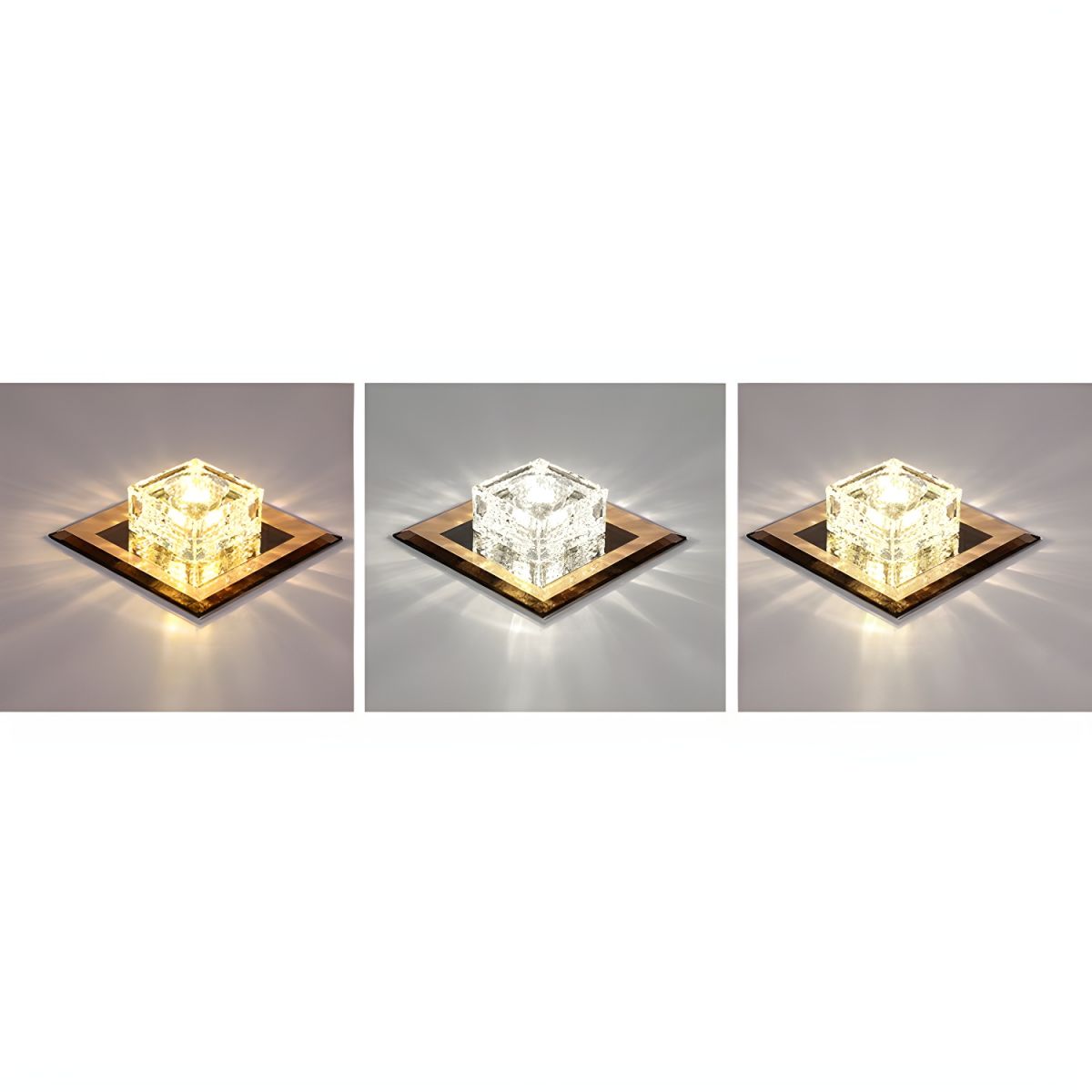 Modern Crystal Block Flush Mount