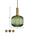 Sculpted Ribbed Glass Pendant Light