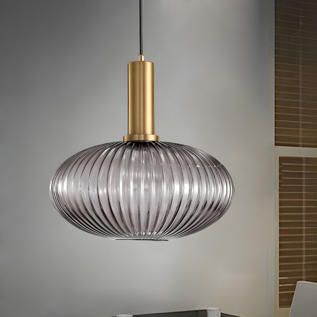 Sculpted Ribbed Glass Pendant Light