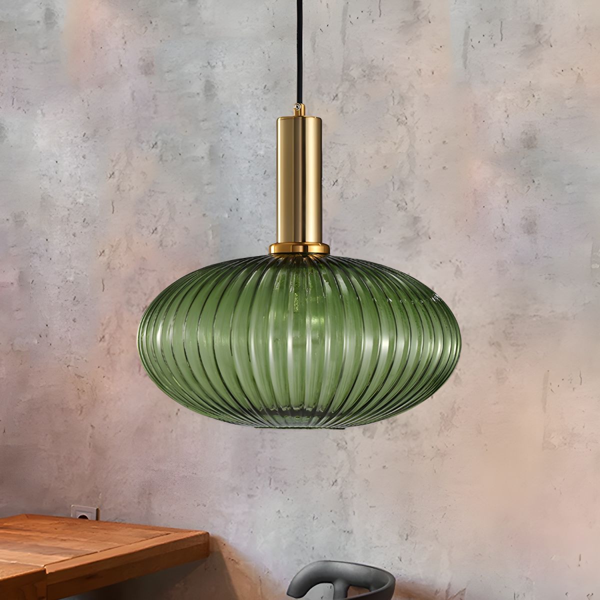 Sculpted Ribbed Glass Pendant Light