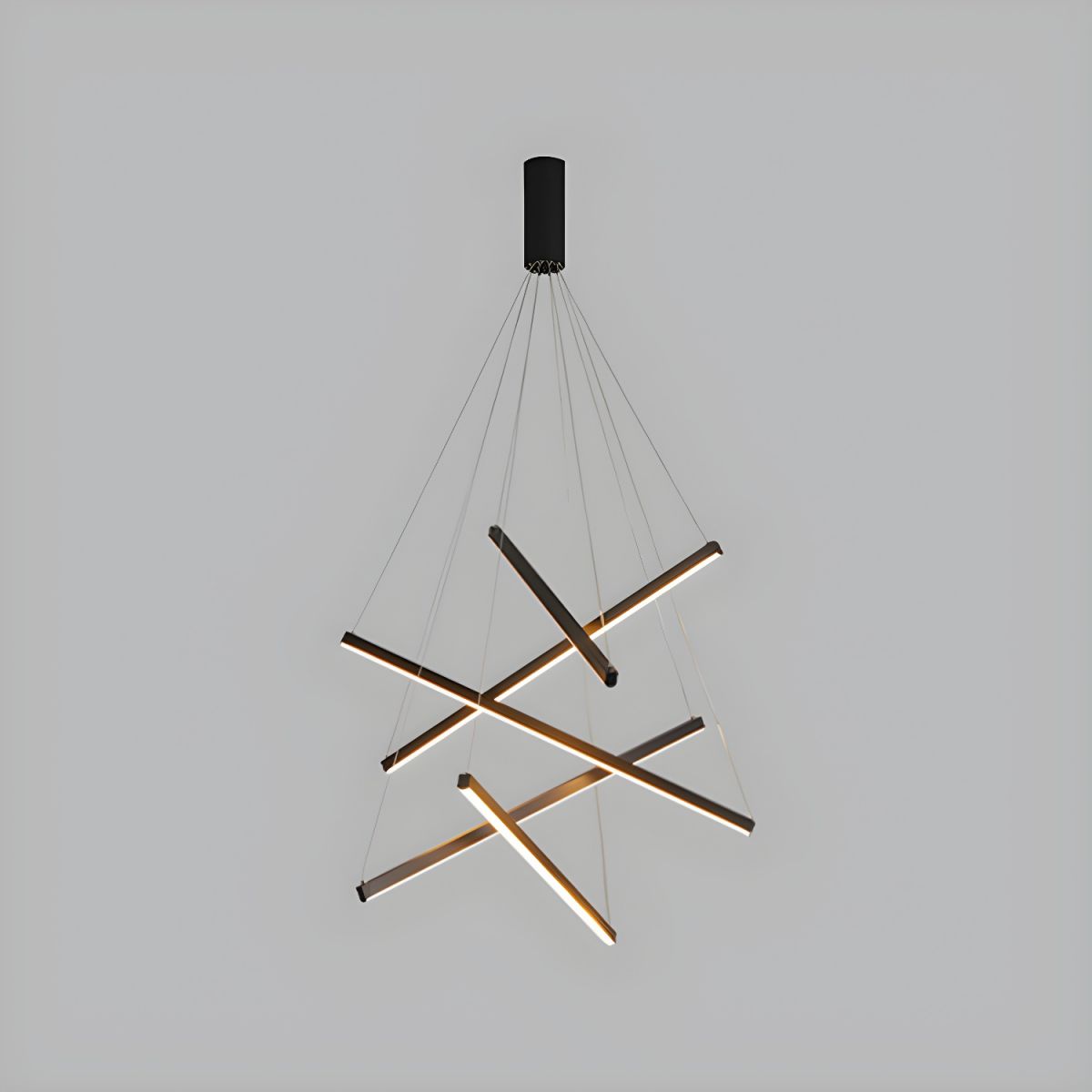 Minimalist Black Stick Cascade Chandelier