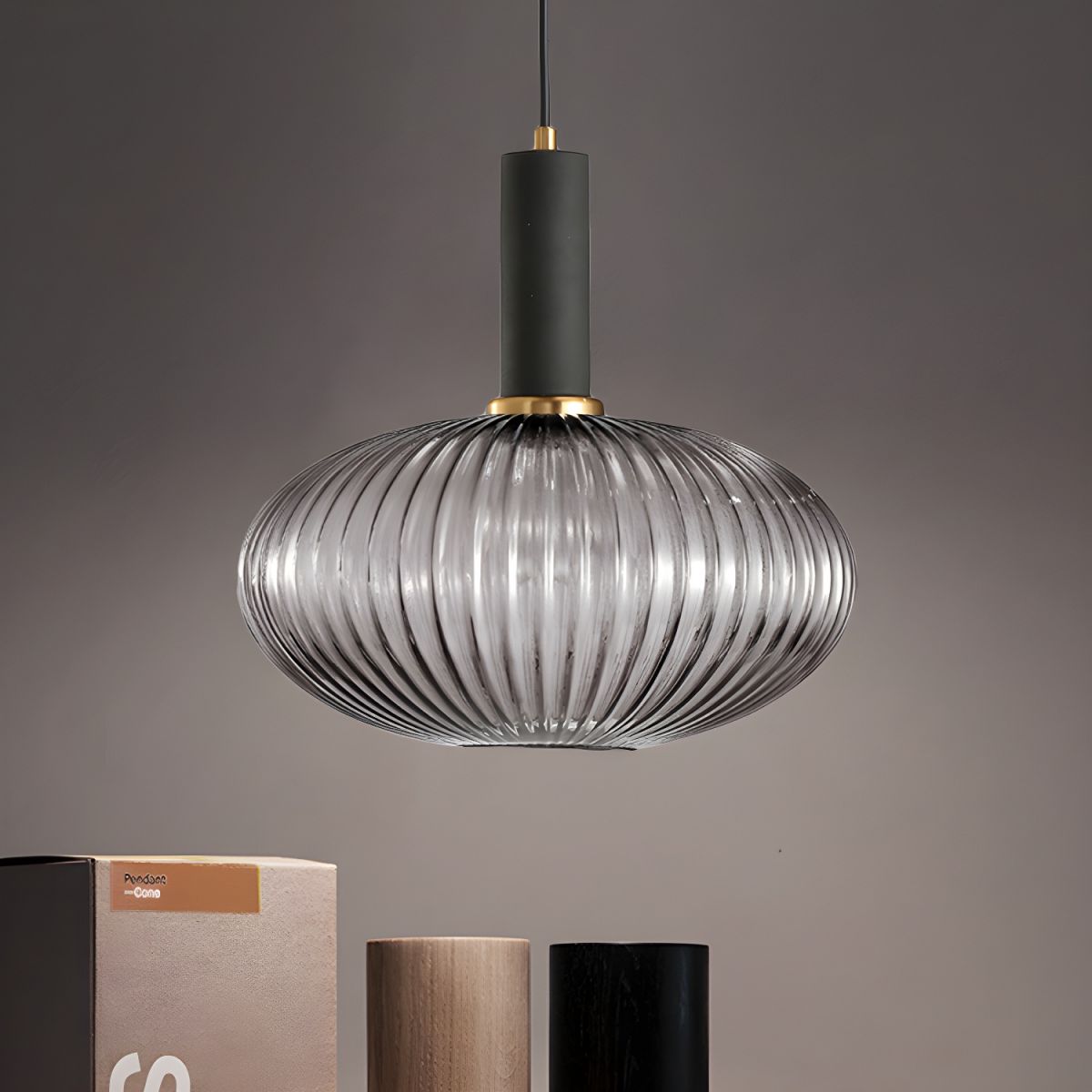 Sculpted Ribbed Glass Pendant Light