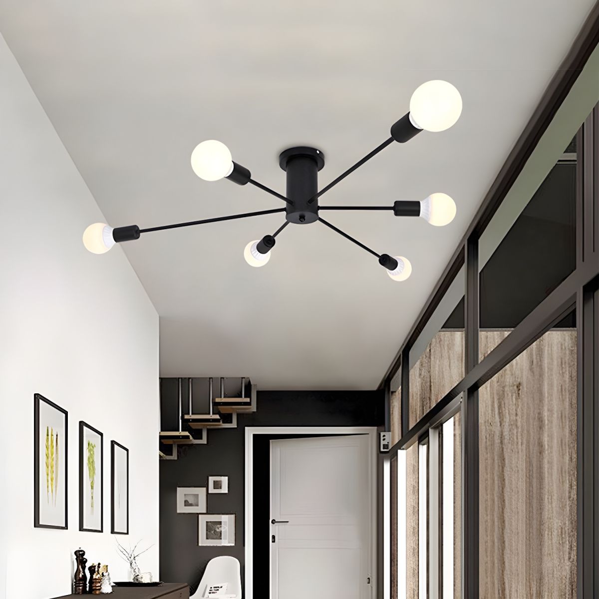 Minimalist Sputnik Halo Semi-Flush Ceiling Light