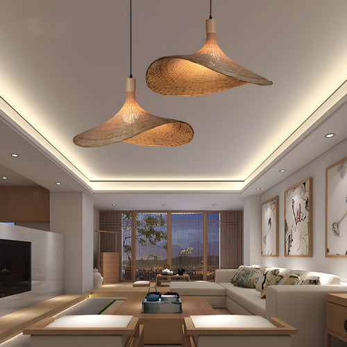 Asia Style Beige Bamboo Pendant Light