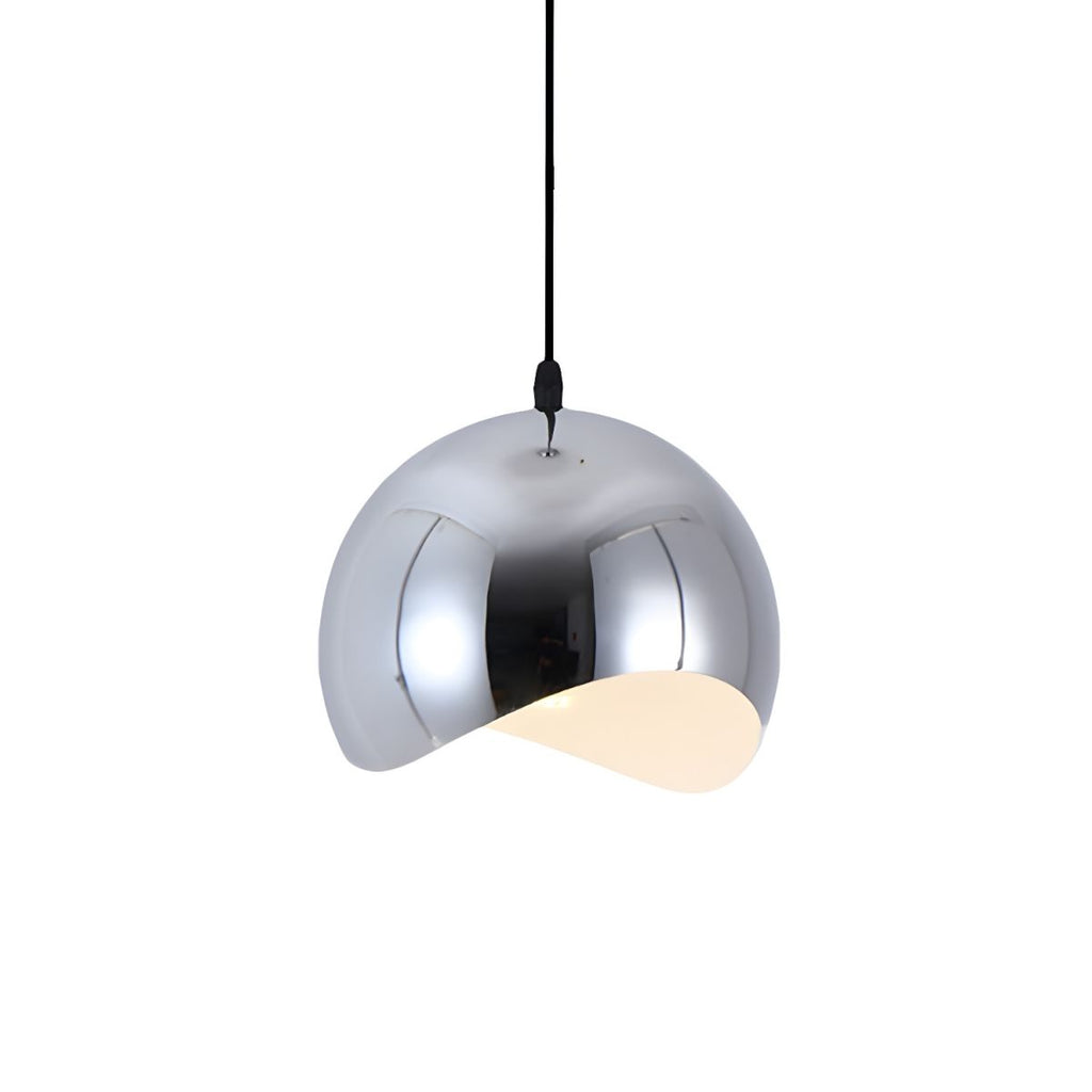 Modern Sculptural Wave Dome Metal Pendant