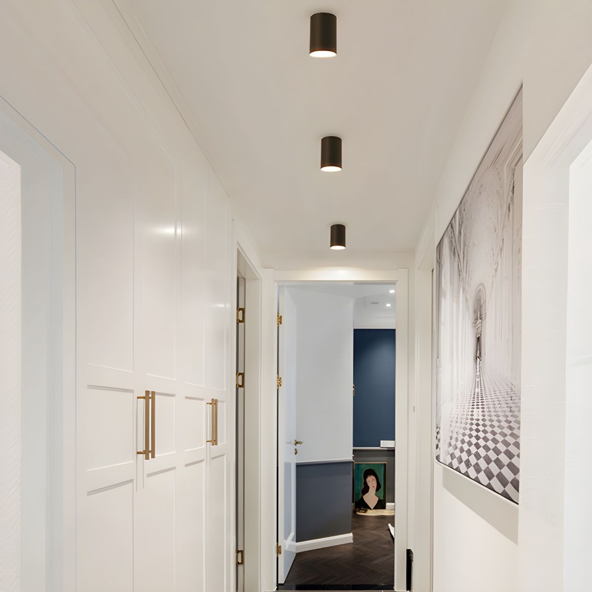 Architectural Matte Black Cylinder Flush Mount