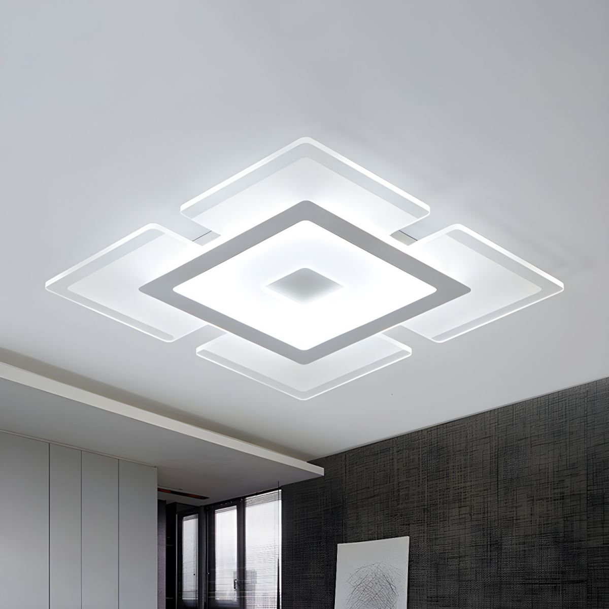 Modern Rectilinear Acrylic Flush Mount