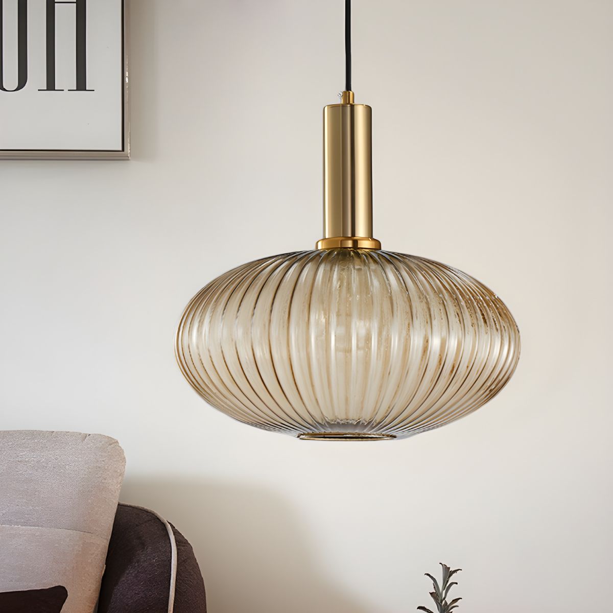 Sculpted Ribbed Glass Pendant Light