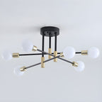 Black and Gold Sputnik Semi-Flush Mount