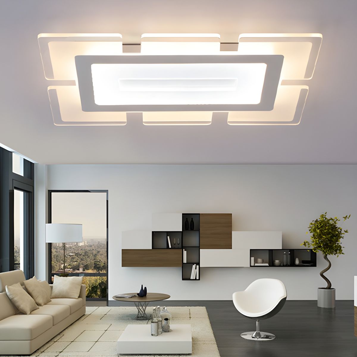 Modern Rectilinear Acrylic Flush Mount