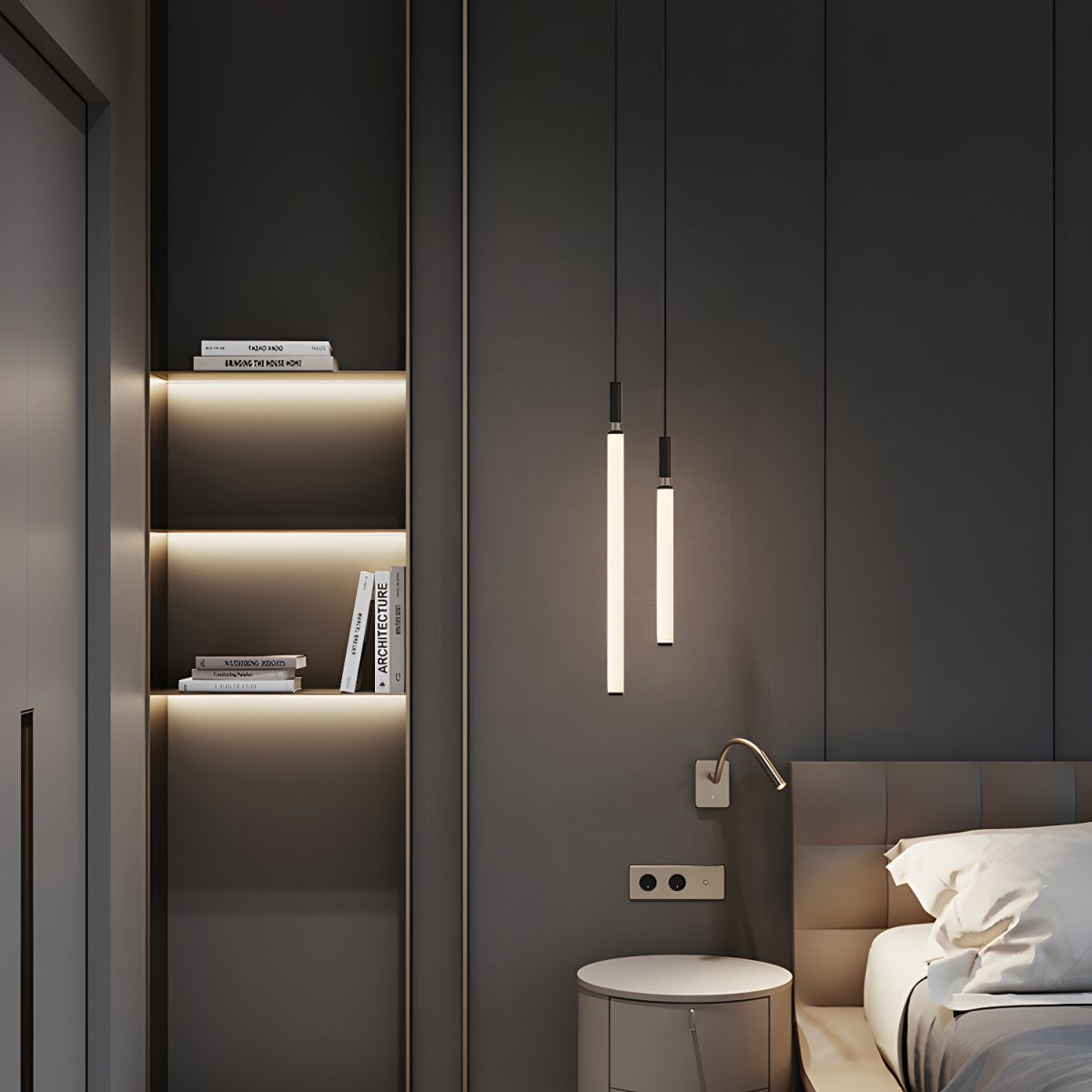 Sleek Black White Acrylic Tube Pendant