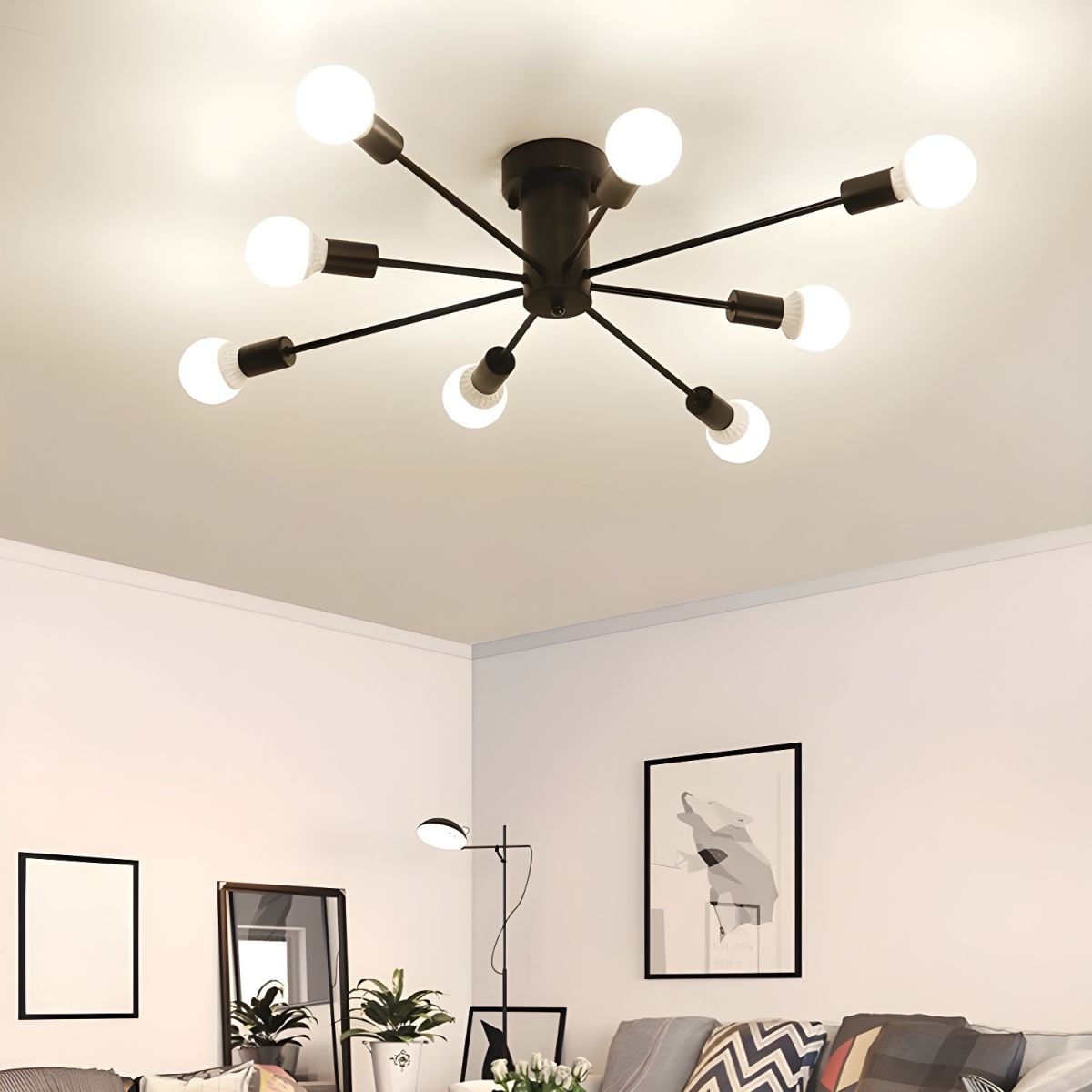Minimalist Sputnik Halo Semi-Flush Ceiling Light