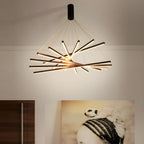 Minimalist Black Stick Cascade Chandelier