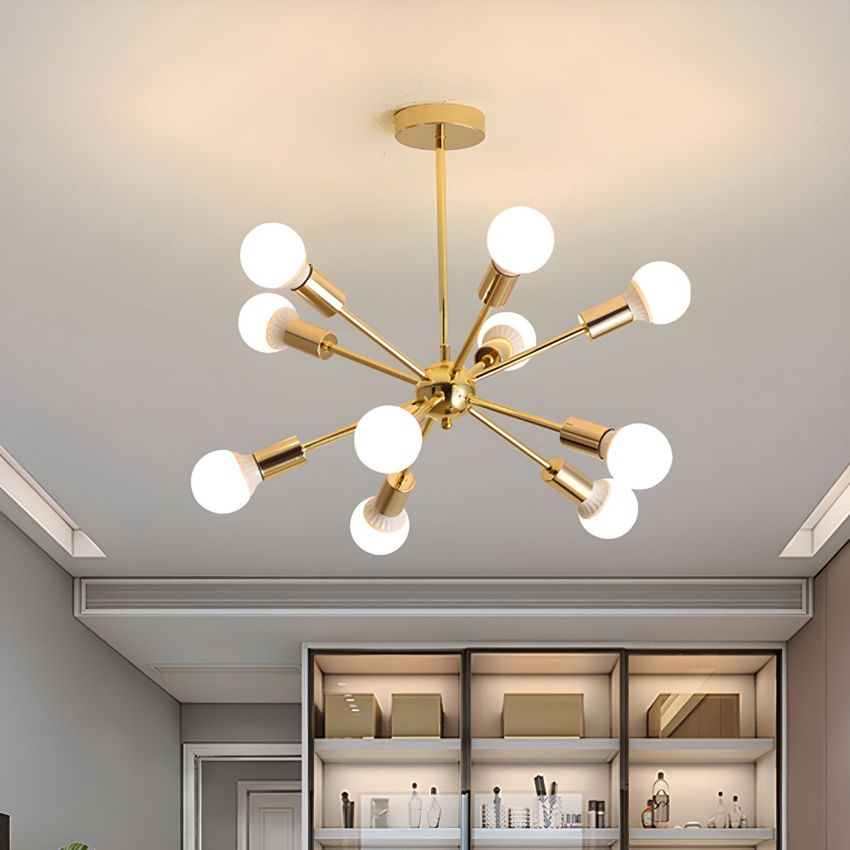 Sculpted Gold Metal Chandelier
