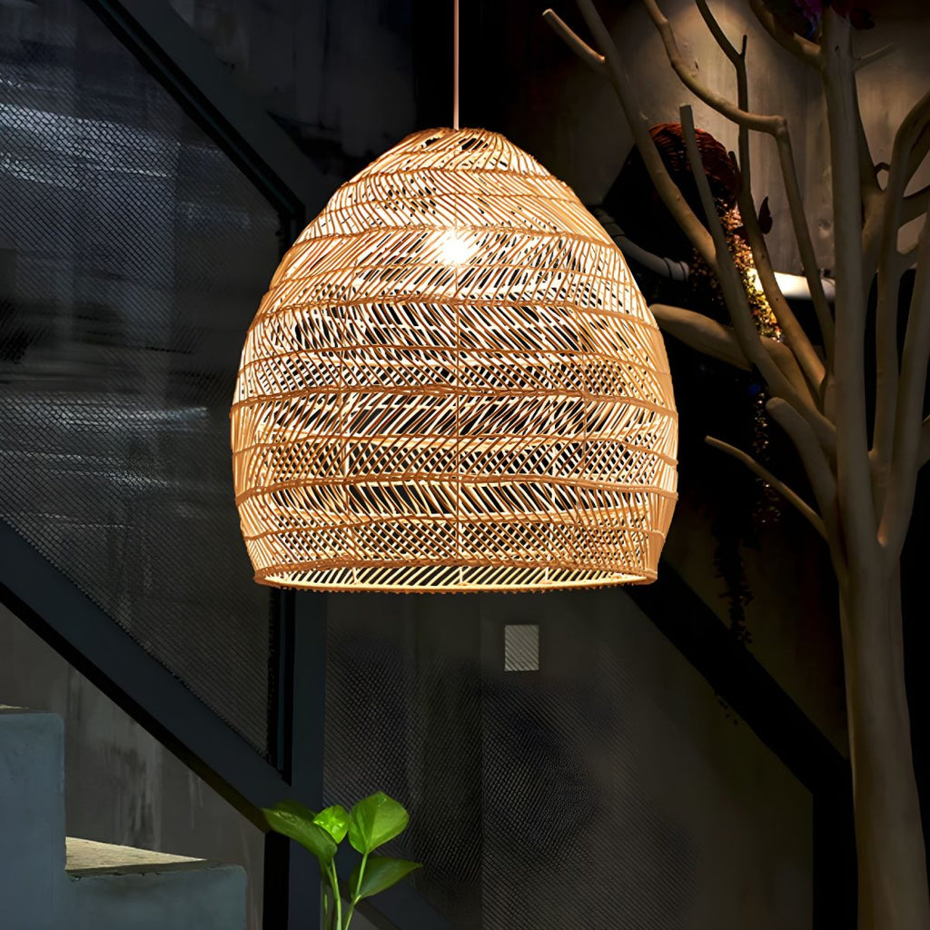 Tropical Woven Bamboo Pendant Light