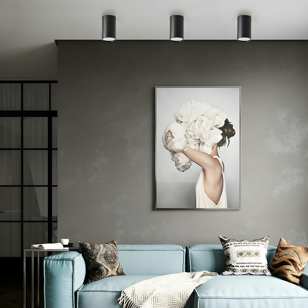 Architectural Matte Black Cylinder Flush Mount