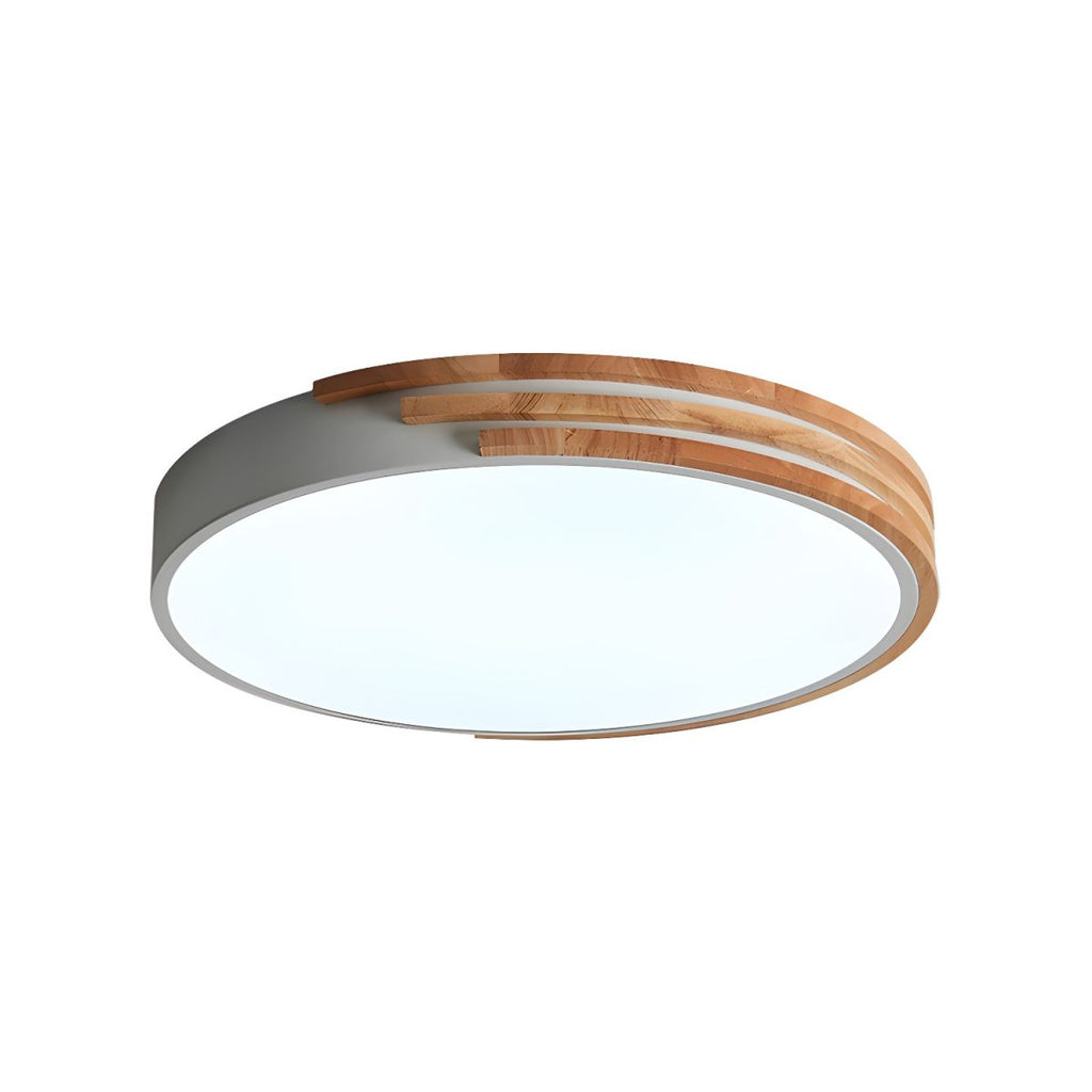 Nordic Wood Accent Halo Flush Mount Light