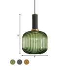 Sculpted Ribbed Glass Pendant Light