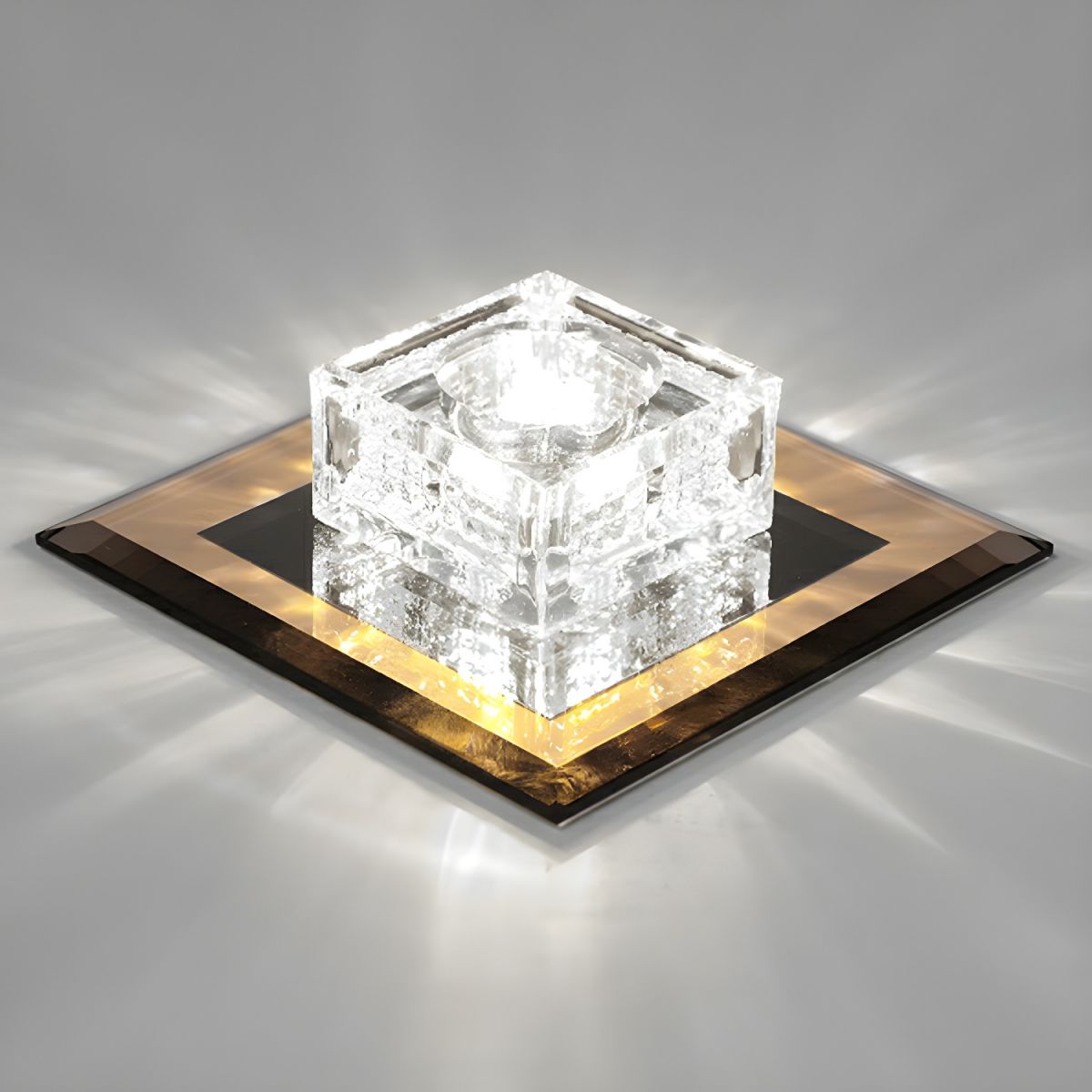 Modern Crystal Block Flush Mount