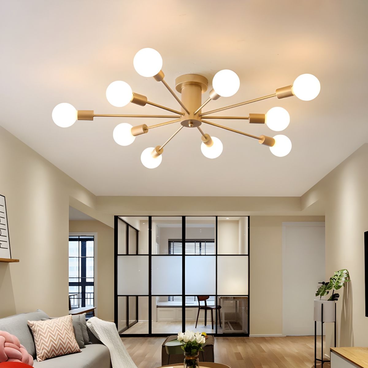Minimalist Sputnik Halo Semi-Flush Ceiling Light