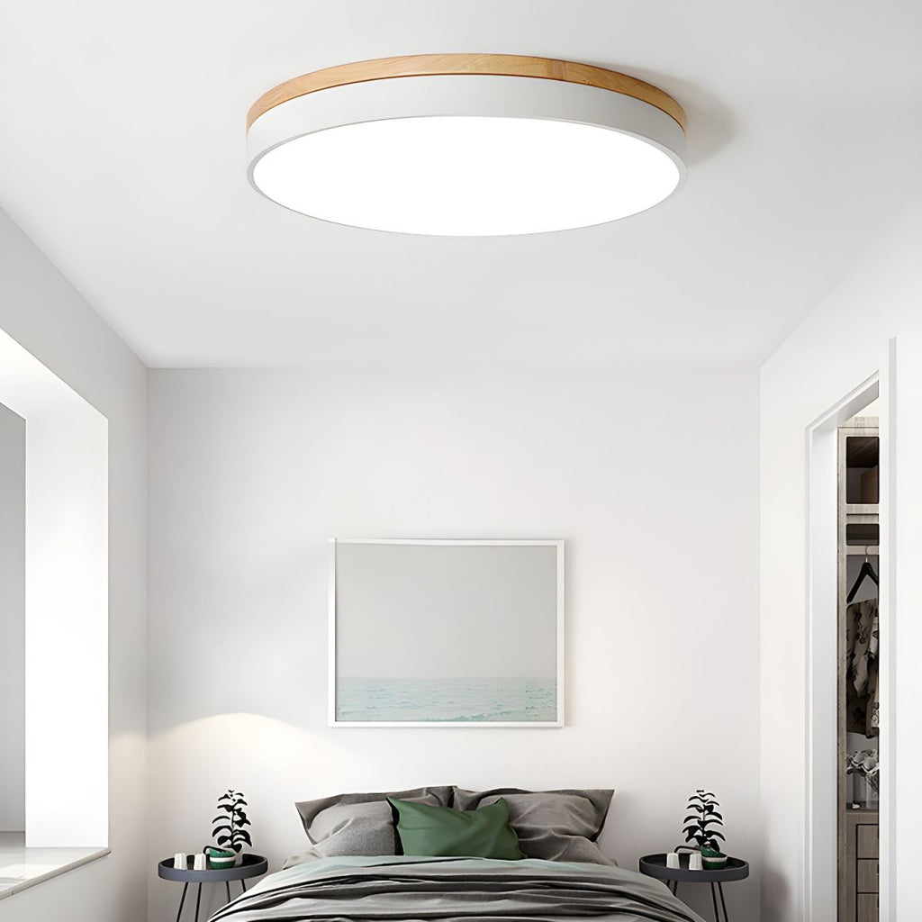 Nordic Wooden Round Flush Mount Ceiling Light