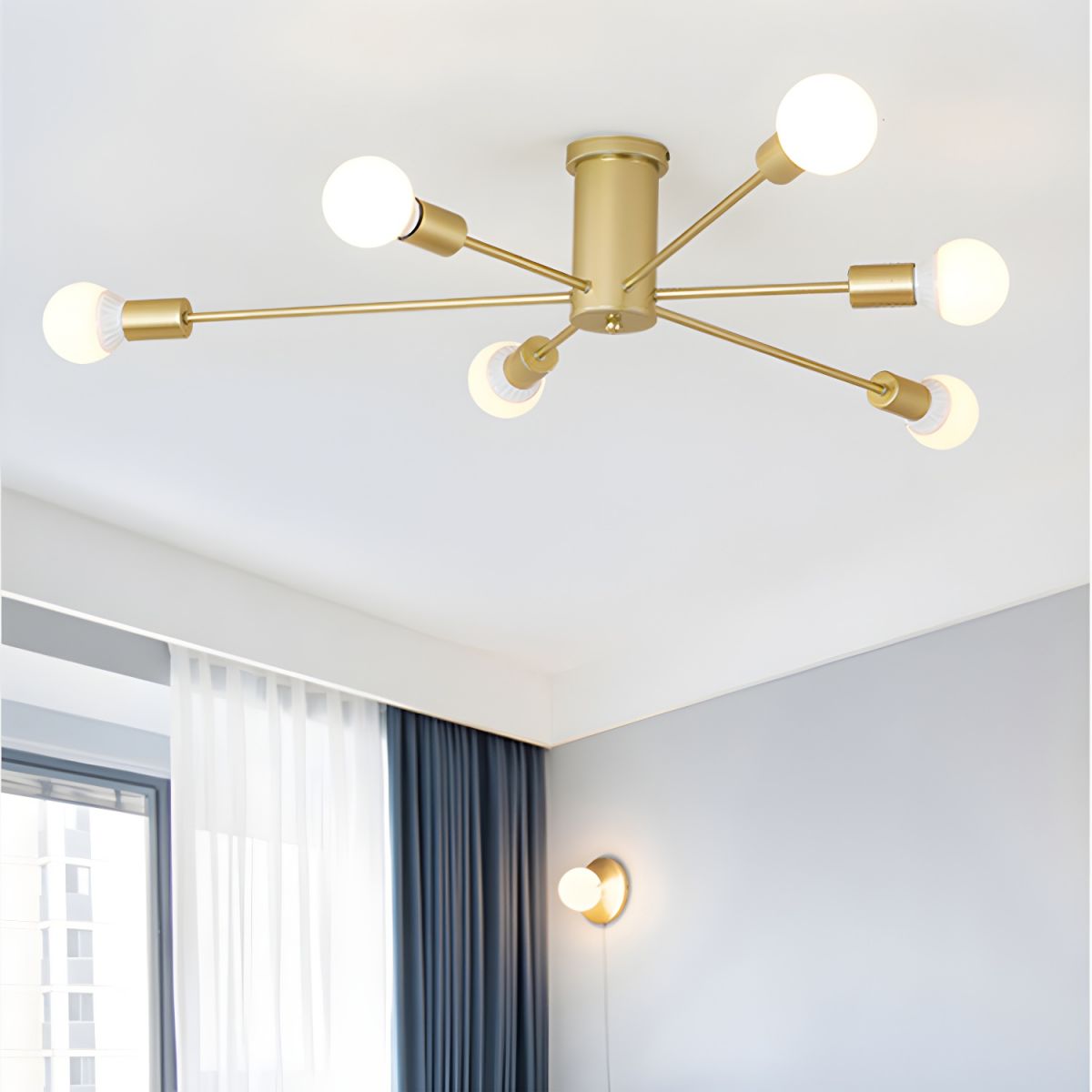 Minimalist Sputnik Halo Semi-Flush Ceiling Light
