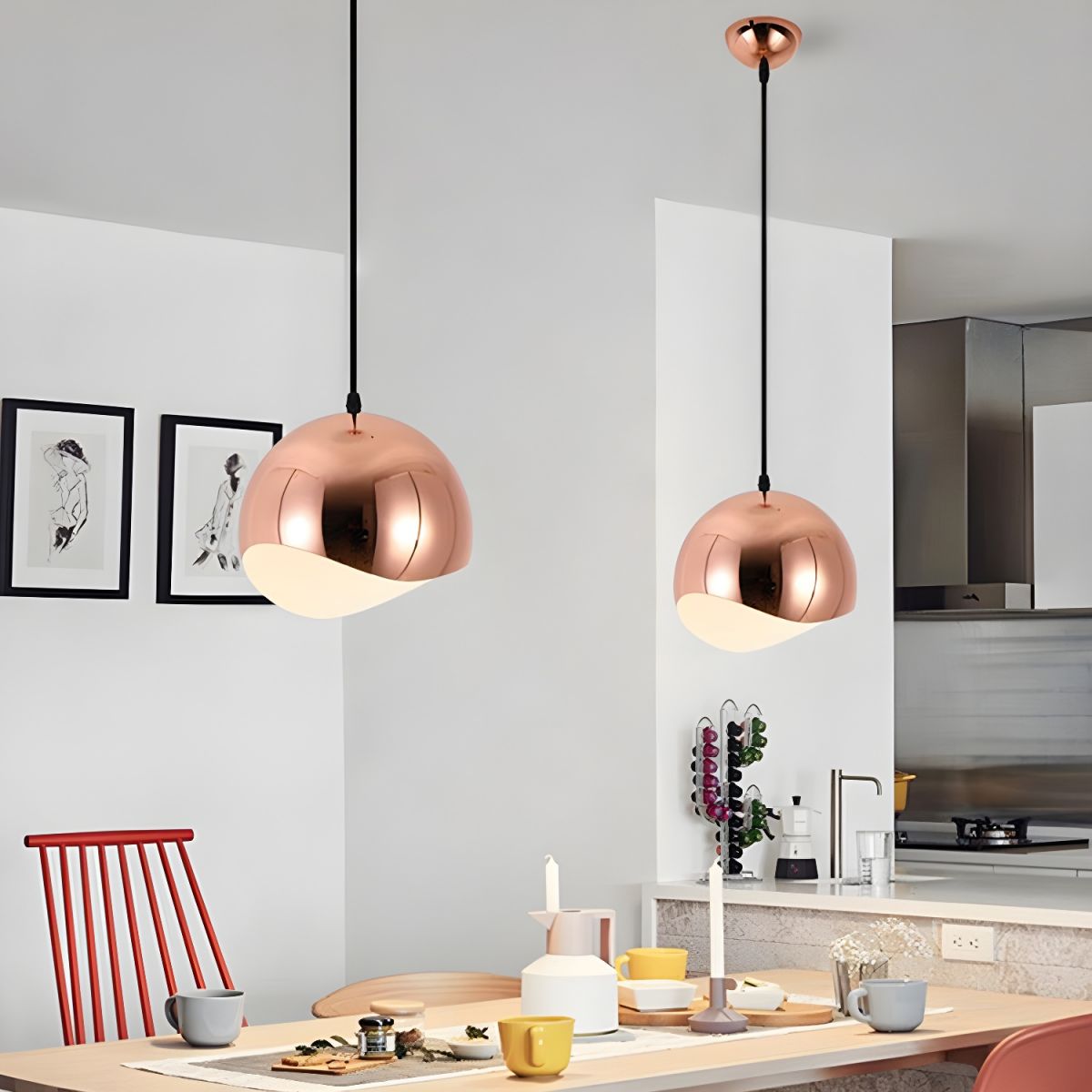 Modern Sculptural Wave Dome Metal Pendant